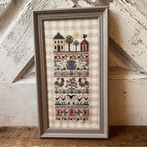 Adorable country, cottage-core framed cross stitch.